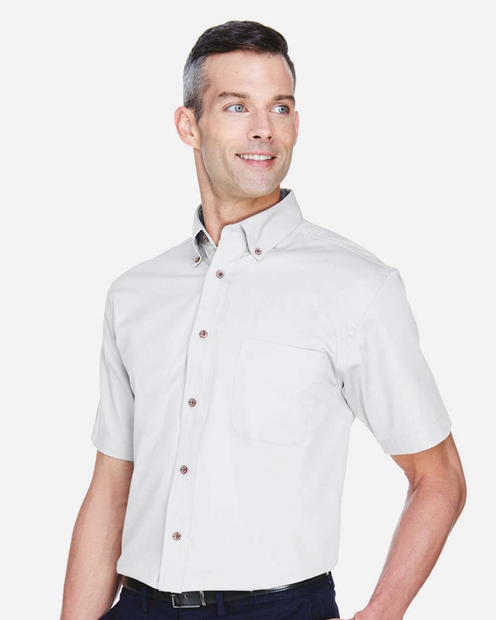 Harriton Men's Easy Blend™ Twill Dress Shirt with Stain-Release - M500S White