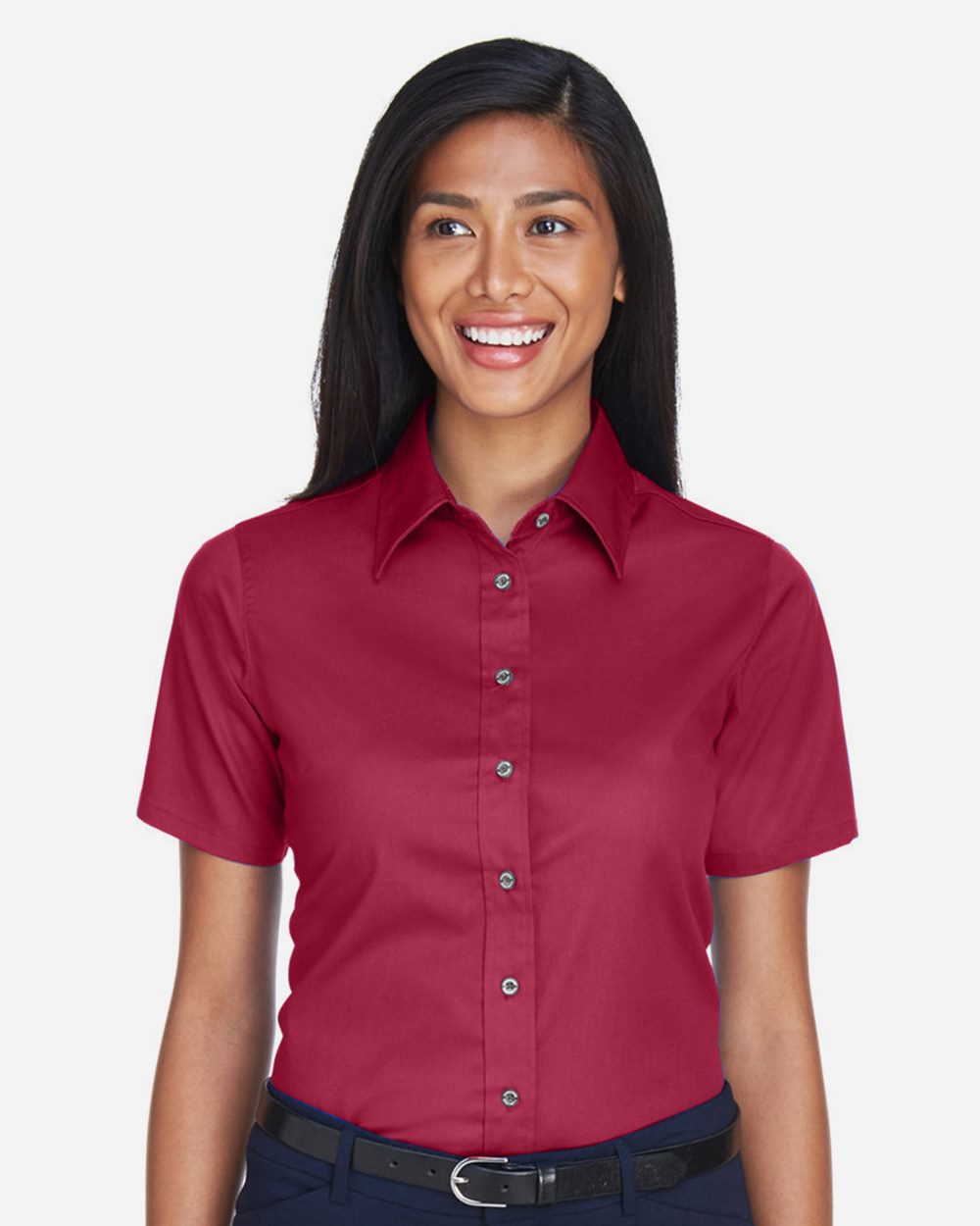 Harriton Women's Easy Blend™ Short Sleeve Twill Dress Shirt with Stain-Release - M500SW