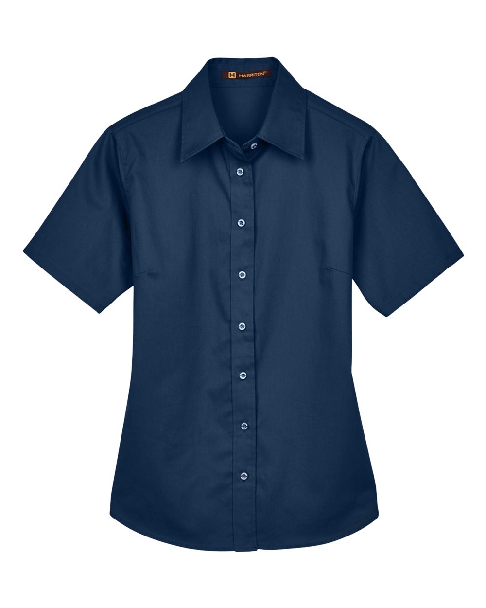 Harriton Women's Easy Blend™ Short Sleeve Twill Dress Shirt with Stain-Release - M500SW Navy