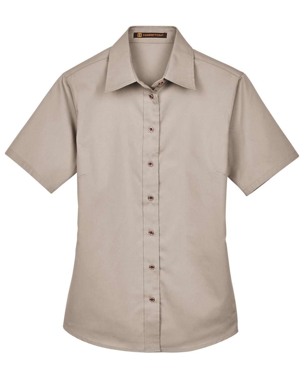 Harriton Women's Easy Blend™ Short Sleeve Twill Dress Shirt with Stain-Release - M500SW Stone