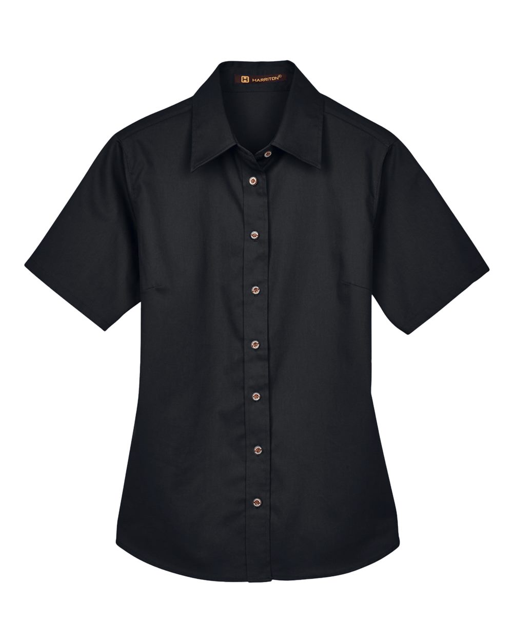 Harriton Women's Easy Blend™ Short Sleeve Twill Dress Shirt with Stain-Release - M500SW Black