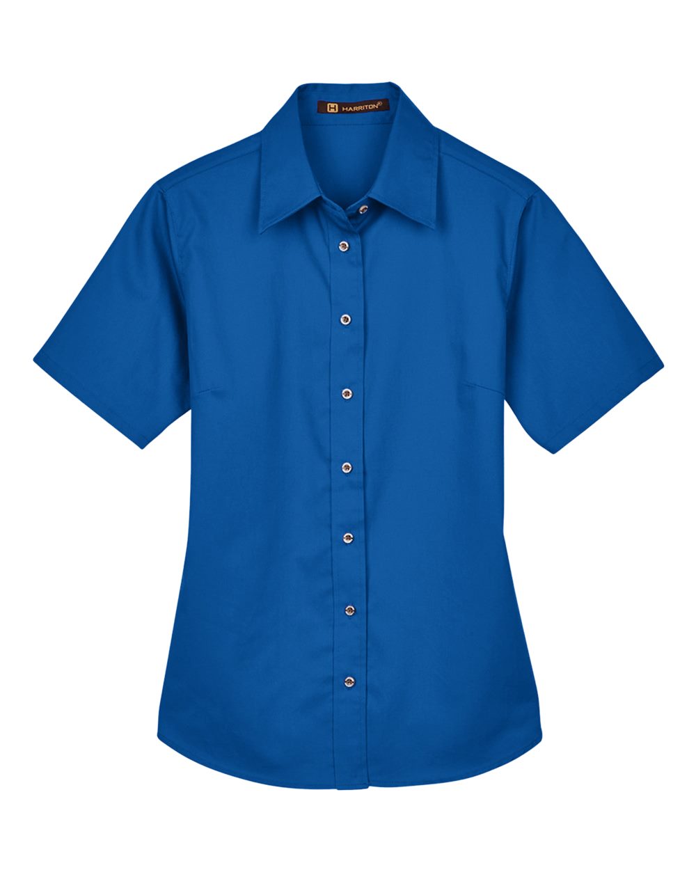 Harriton Women's Easy Blend™ Short Sleeve Twill Dress Shirt with Stain-Release - M500SW French Blue