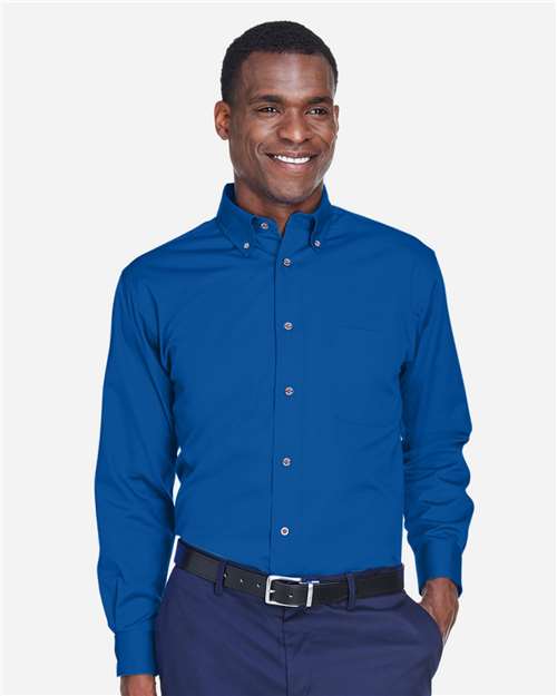 Harriton Men's Tall Easy Blend™ Twill Dress Shirt - M500T French Blue