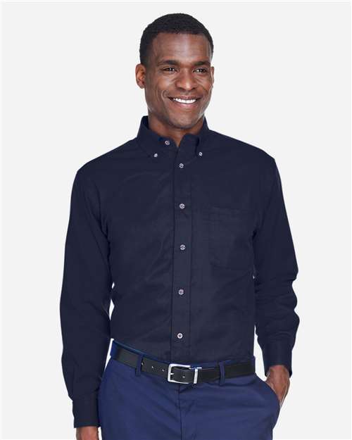 Harriton Men's Tall Easy Blend™ Twill Dress Shirt - M500T Navy