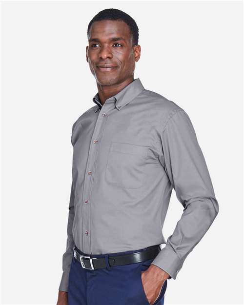 Harriton Men's Tall Easy Blend™ Twill Dress Shirt - M500T Dark Grey