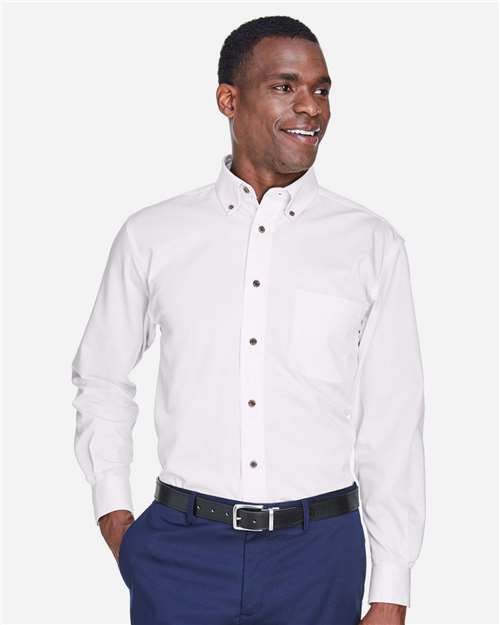 Harriton Men's Tall Easy Blend™ Twill Dress Shirt - M500T White