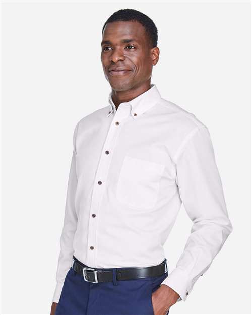 Harriton Men's Tall Easy Blend™ Twill Dress Shirt - M500T White
