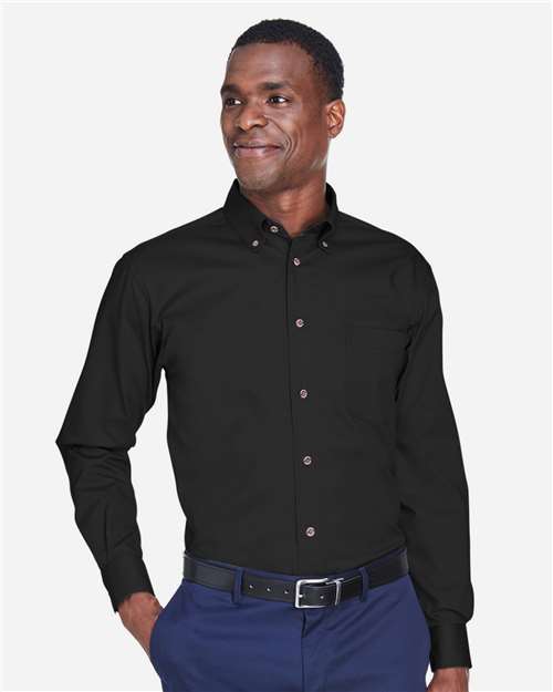 Harriton Men's Tall Easy Blend™ Twill Dress Shirt - M500T Black