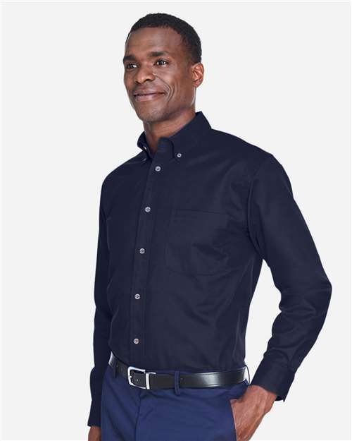 Harriton Men's Tall Easy Blend™ Twill Dress Shirt - M500T Navy