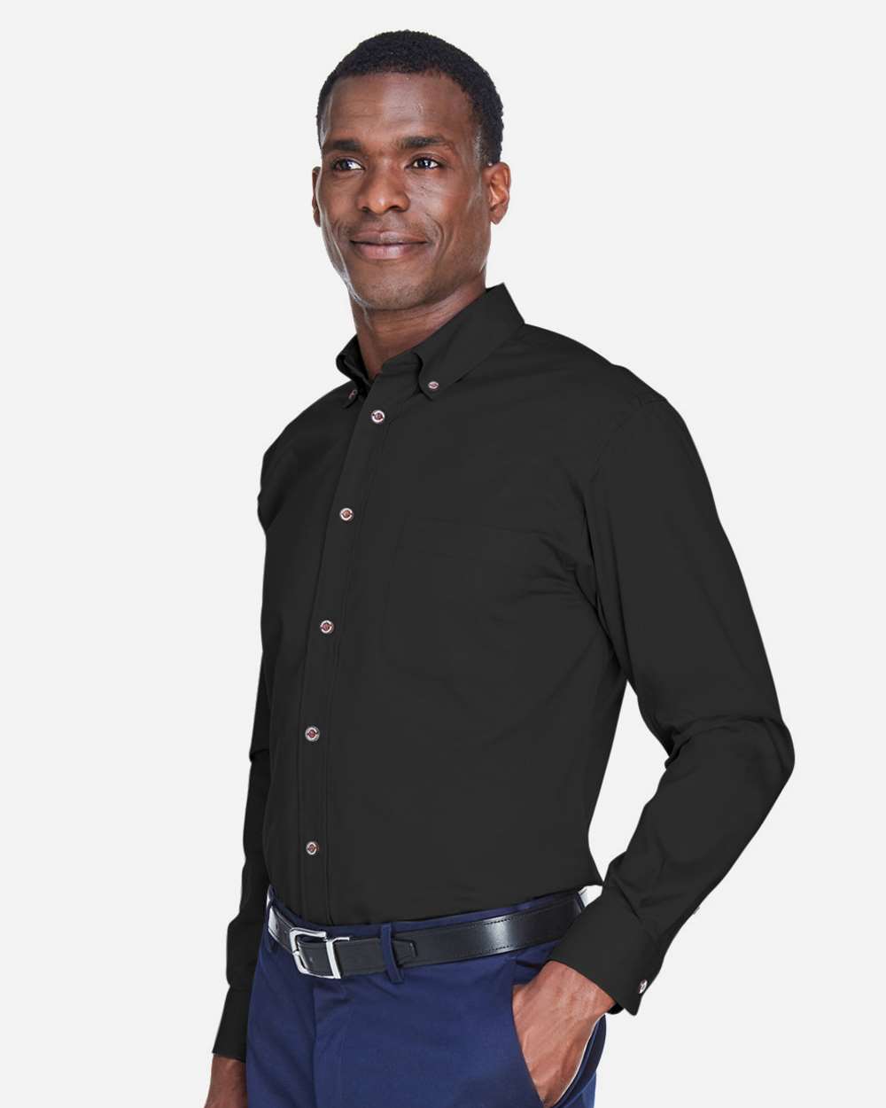 Harriton Men's Tall Easy Blend™ Twill Dress Shirt - M500T Black