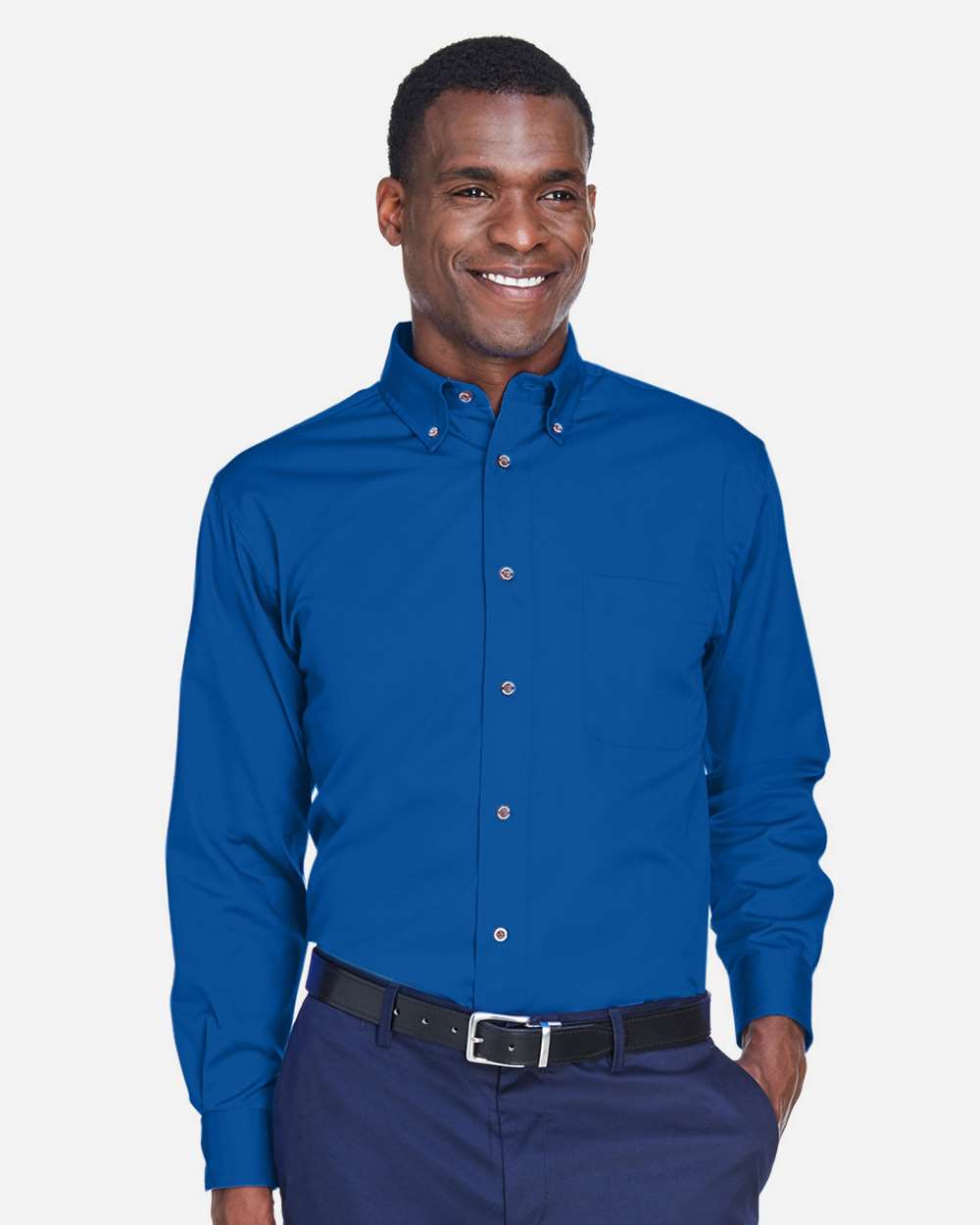Harriton Men's Tall Easy Blend™ Twill Dress Shirt - M500T French Blue