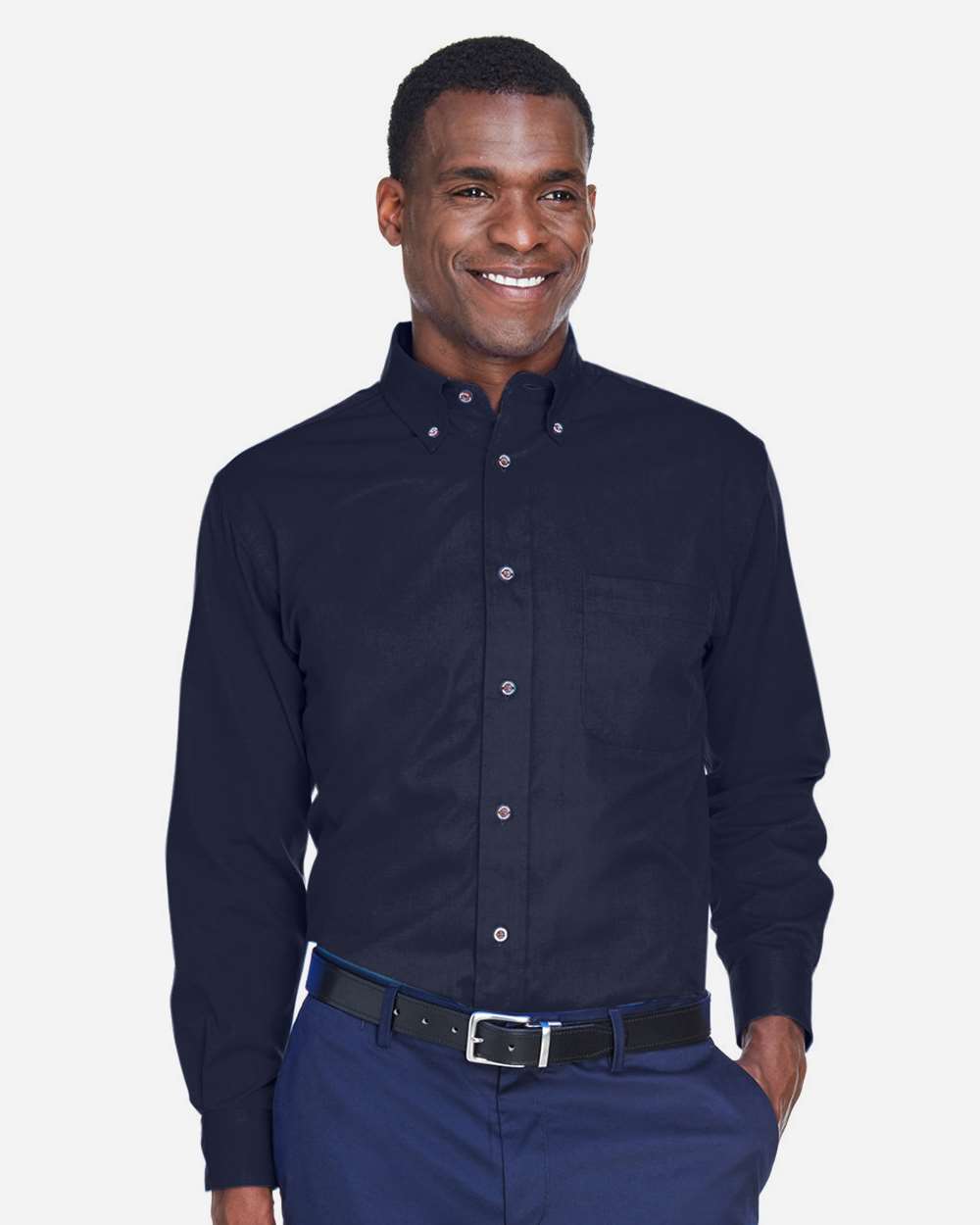 Harriton Men's Tall Easy Blend™ Twill Dress Shirt - M500T Navy