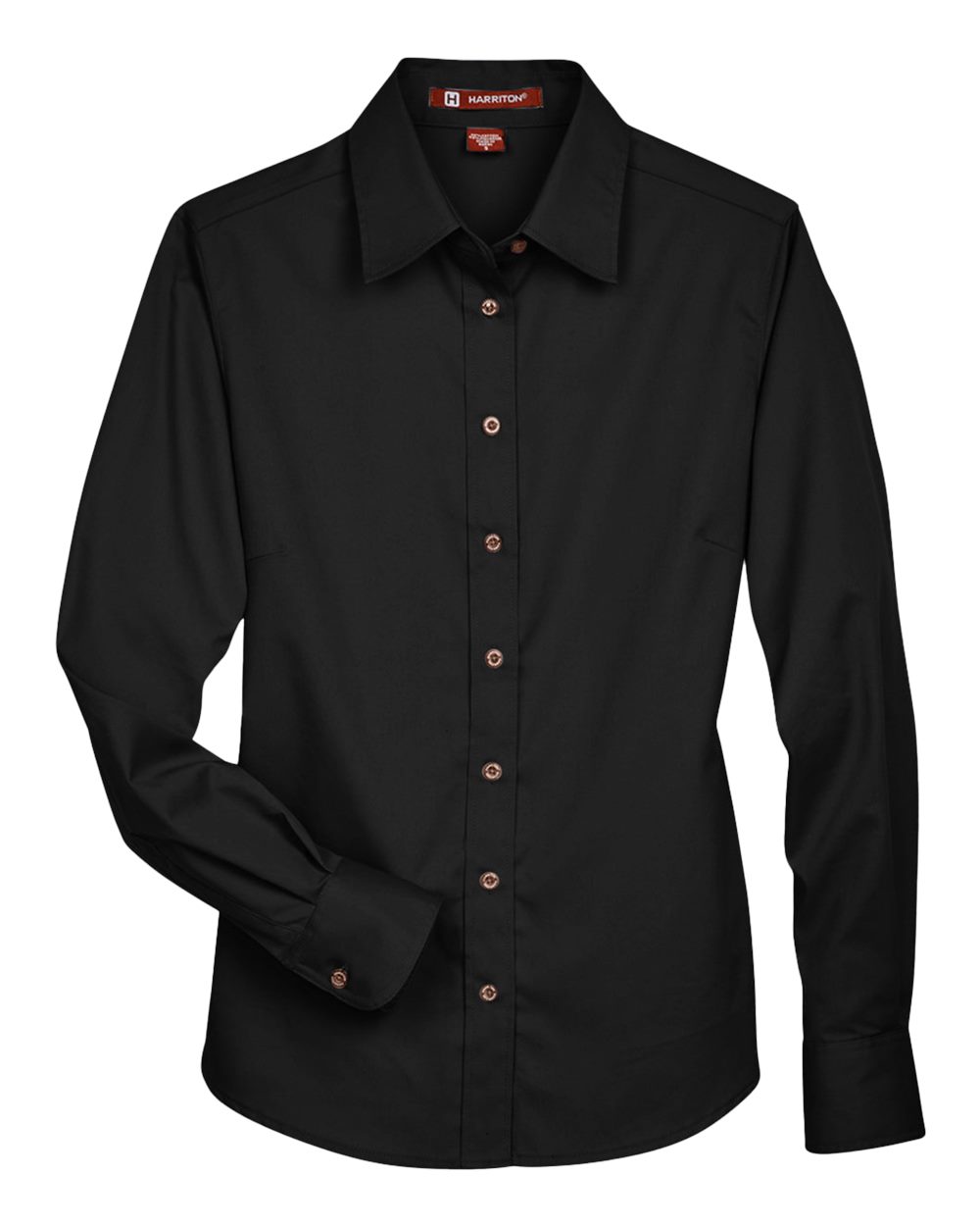 Harriton Women's Easy Blend™ Long Sleeve Twill Dress Shirt with Stain-Release - M500W Black