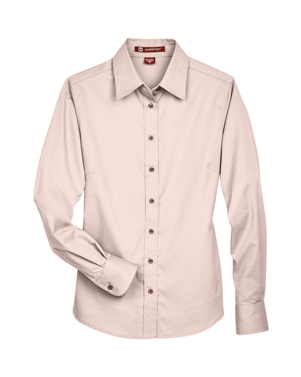 Harriton Women's Easy Blend™ Long Sleeve Twill Dress Shirt with Stain-Release - M500W Blush