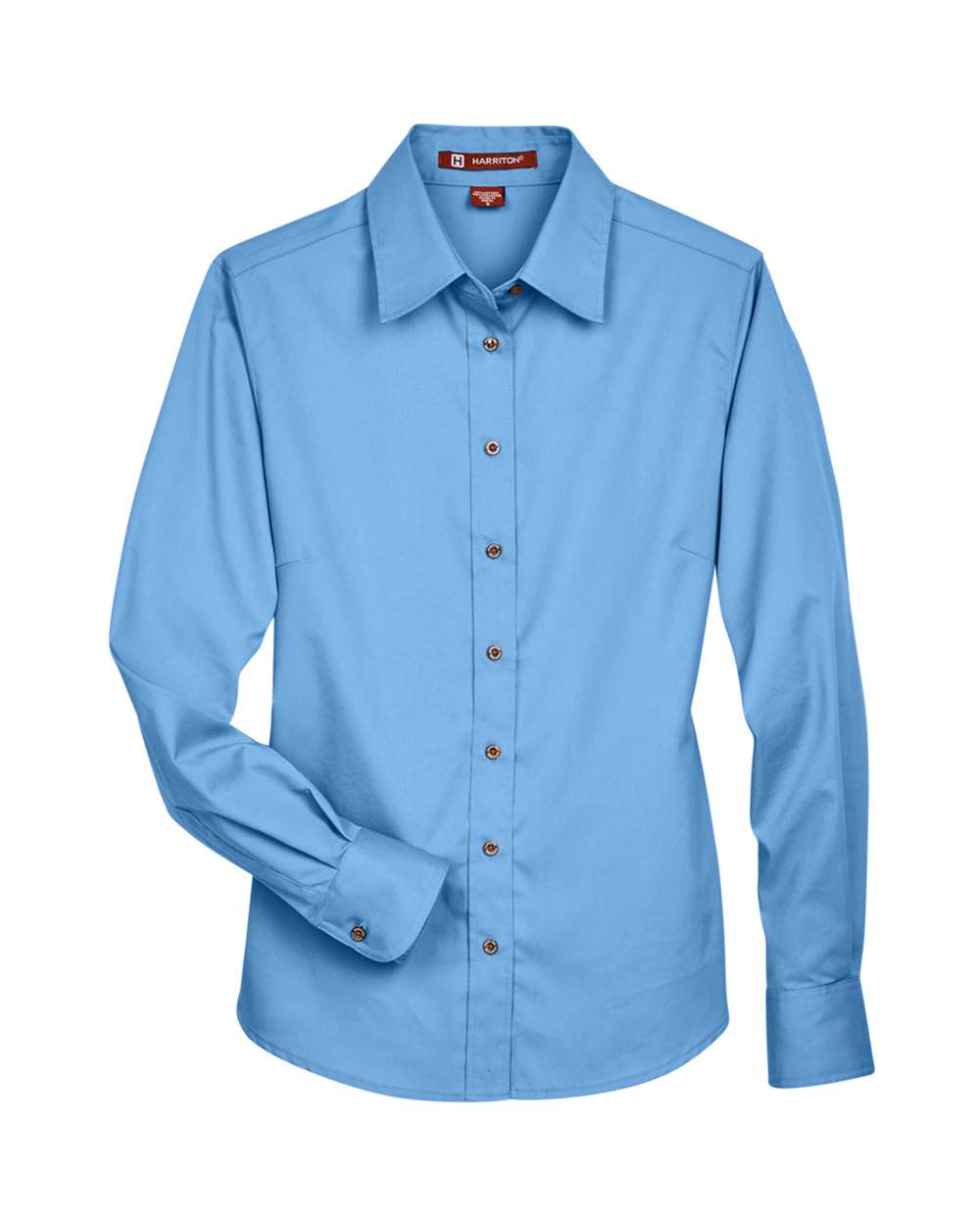 Harriton Women's Easy Blend™ Long Sleeve Twill Dress Shirt with Stain-Release - M500W Light College Blue