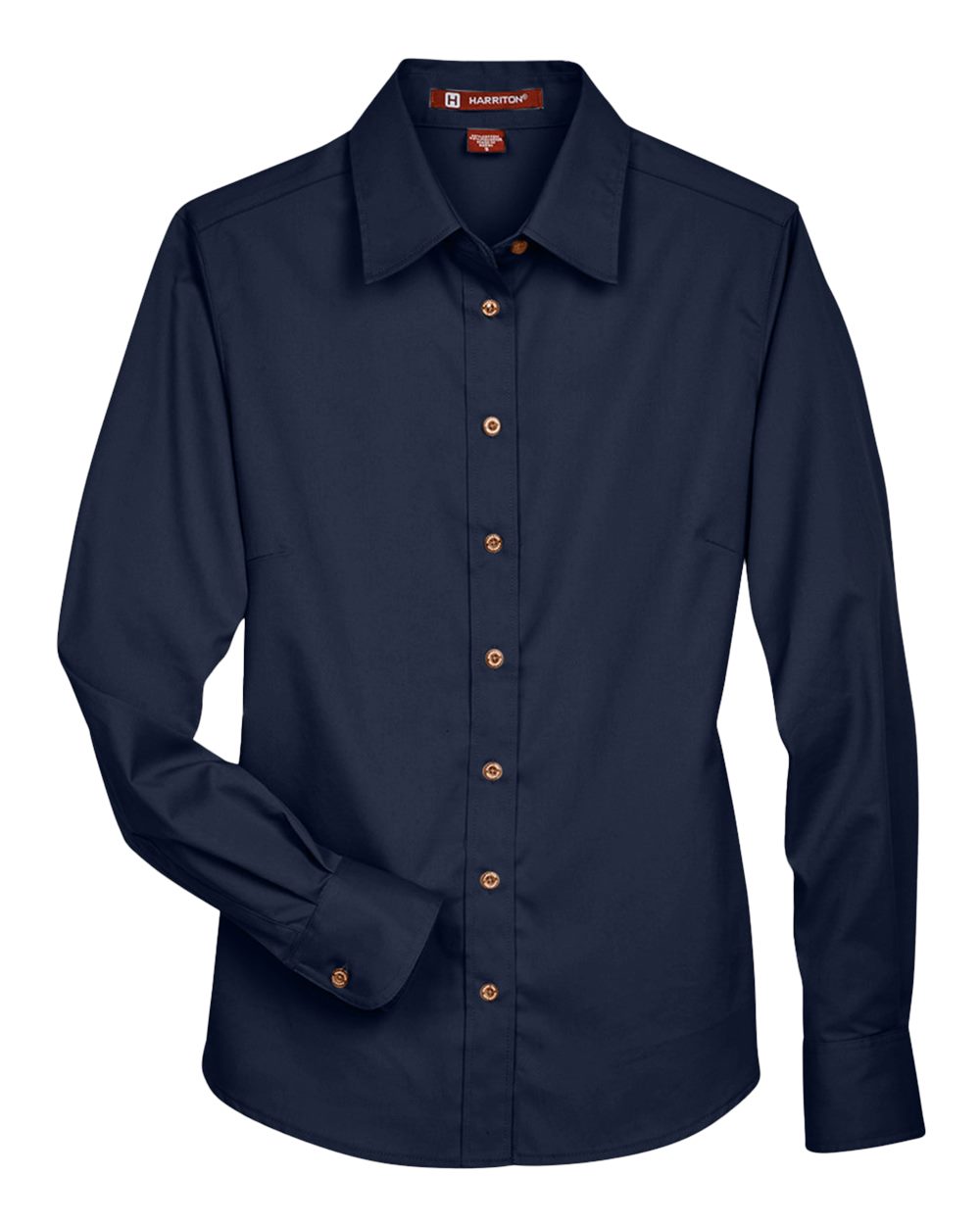 Harriton Women's Easy Blend™ Long Sleeve Twill Dress Shirt with Stain-Release - M500W Navy