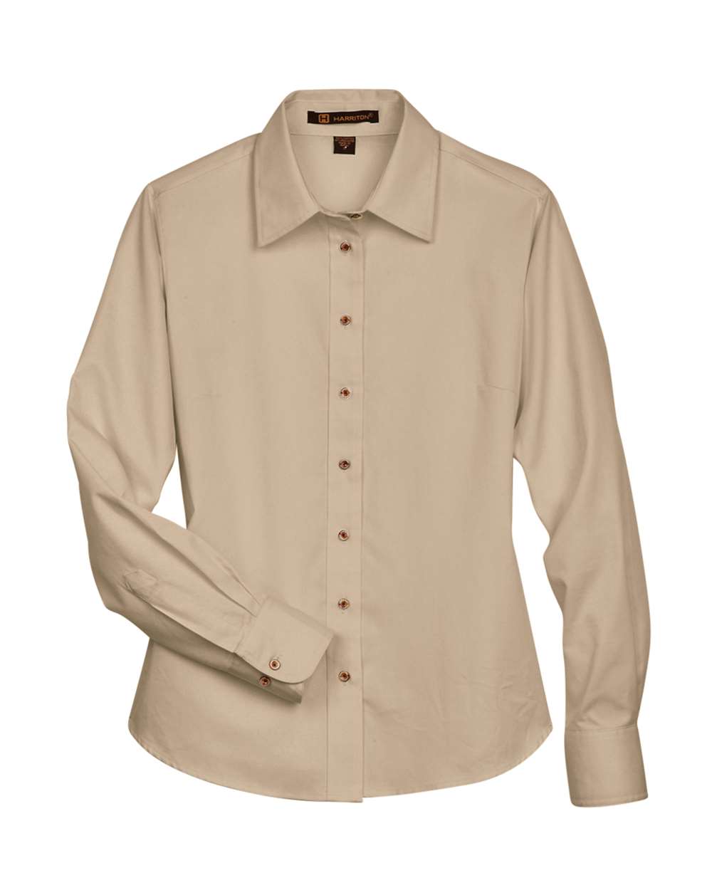 Harriton Women's Easy Blend™ Long Sleeve Twill Dress Shirt with Stain-Release - M500W Stone