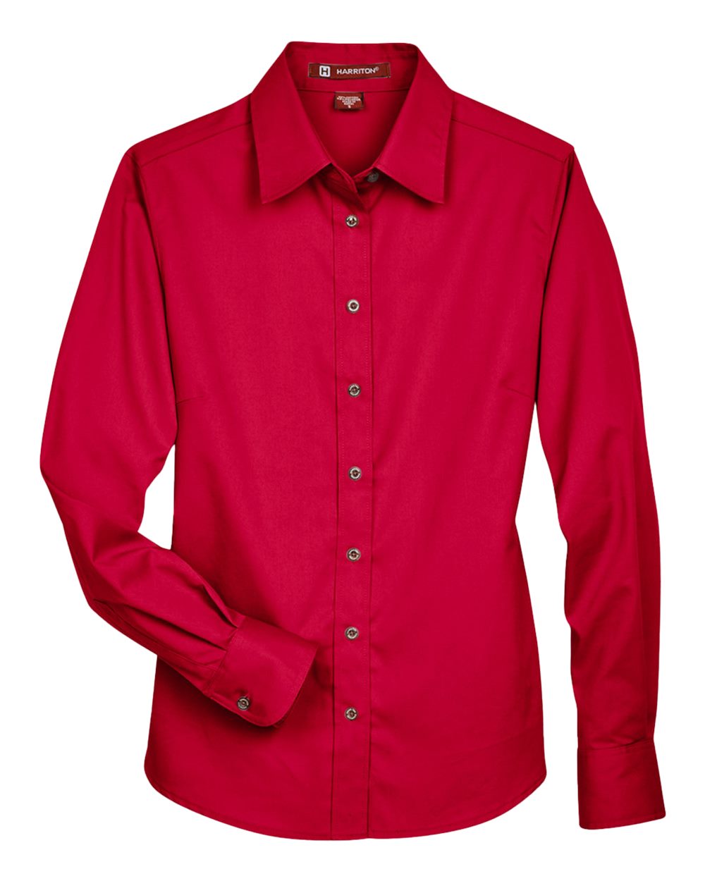 Harriton Women's Easy Blend™ Long Sleeve Twill Dress Shirt with Stain-Release - M500W Red