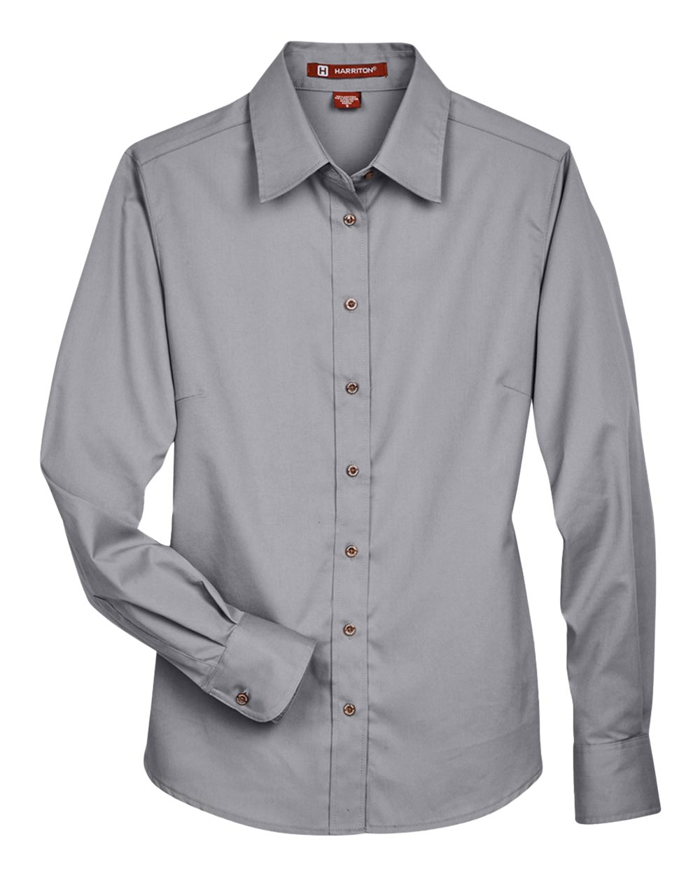 Harriton Women's Easy Blend™ Long Sleeve Twill Dress Shirt with Stain-Release - M500W Dark Grey