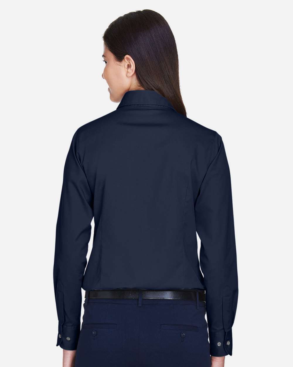 Harriton Women's Easy Blend™ Twill Dress Shirt with Stain-Release - M500W Navy
