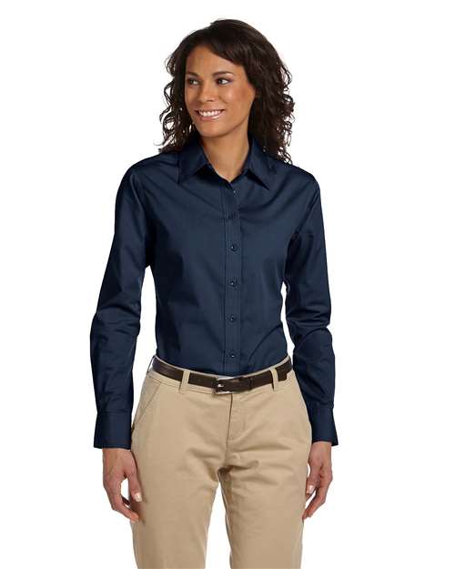 Harriton Women's Essential Poplin - M510W Navy