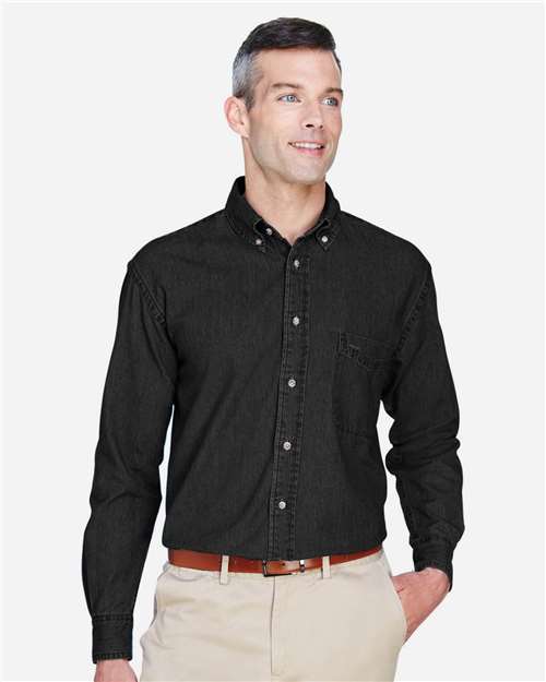 Harriton Men's Tall Denim Shirt - M550T Washed Black