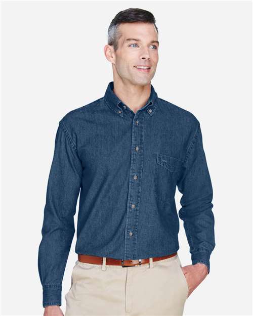 Harriton Men's Tall Denim Shirt - M550T Dark Denim