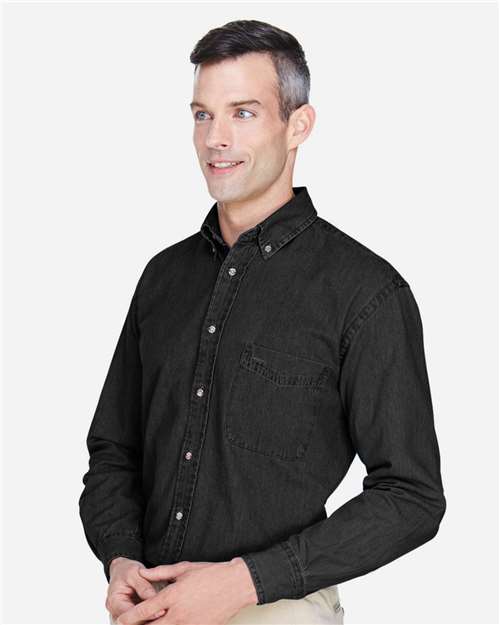 Harriton Men's Tall Denim Shirt - M550T Washed Black