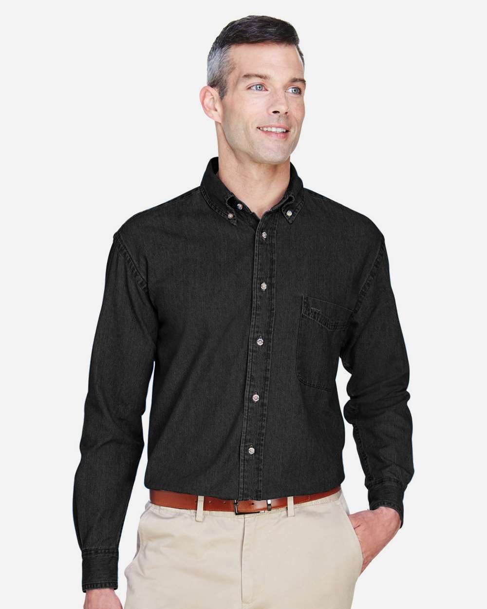 Harriton Men's Tall Denim Shirt - M550T Washed Black