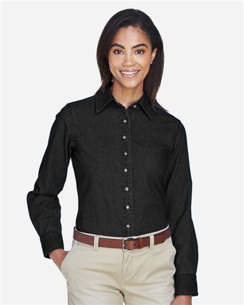 Harriton Women's Denim Shirt - M550W Washed Black