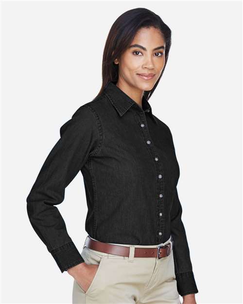 Harriton Women's Denim Shirt - M550W Washed Black