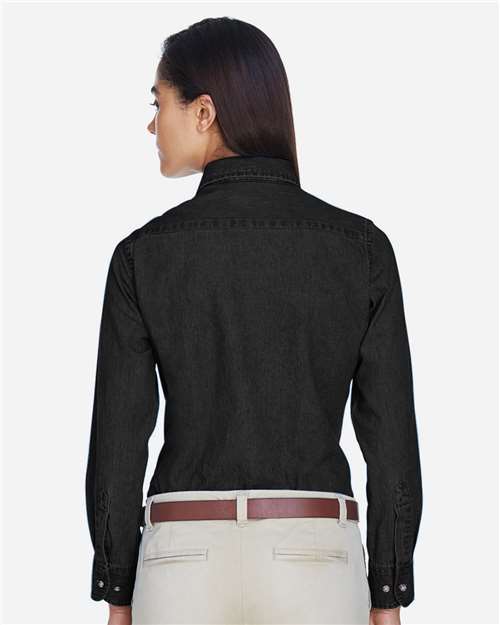 Harriton Women's Denim Shirt - M550W Washed Black