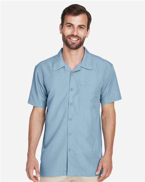 Harriton Men's Barbados Textured Camp Shirt - M560 Cloud Blue