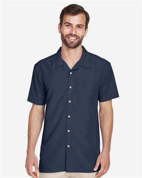 Harriton Men's Barbados Textured Camp Shirt - M560 Navy