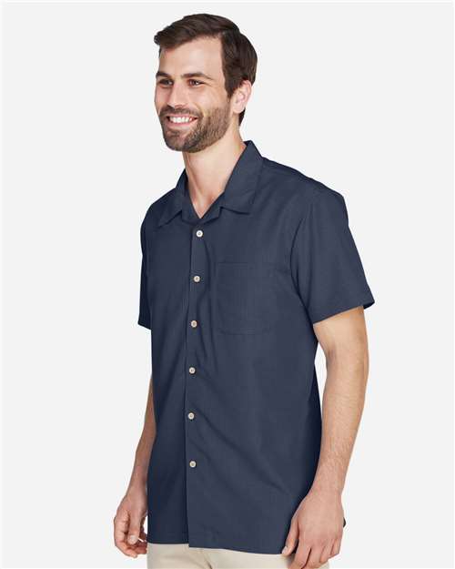 Harriton Men's Barbados Textured Camp Shirt - M560 Navy