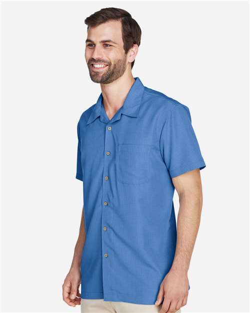 Harriton Men's Barbados Textured Camp Shirt - M560 POOL BLUE