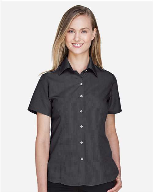 Harriton Women's Barbados Textured Camp Shirt - M560W Black