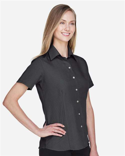 Harriton Women's Barbados Textured Camp Shirt - M560W Black