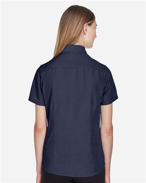 Harriton Women's Barbados Textured Camp Shirt - M560W Navy