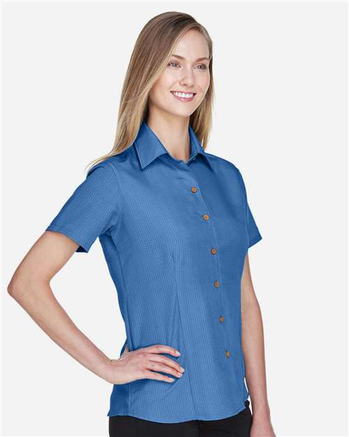 Harriton Women's Barbados Textured Camp Shirt - M560W POOL BLUE
