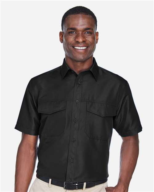Harriton Men's Key West Short Sleeve Performance Staff Shirt - M580 Black