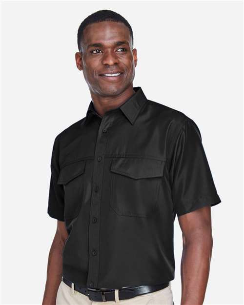 Harriton Men's Key West Short Sleeve Performance Staff Shirt - M580 Black