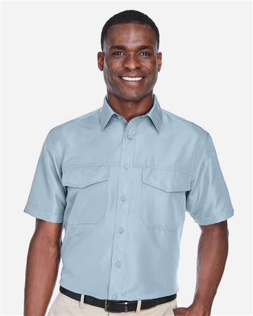 Harriton Men's Key West Short Sleeve Performance Staff Shirt - M580 Cloud Blue