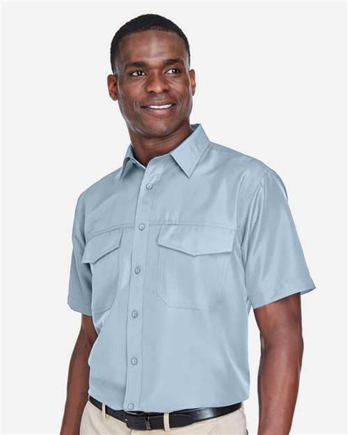 Harriton Men's Key West Short Sleeve Performance Staff Shirt - M580 Cloud Blue