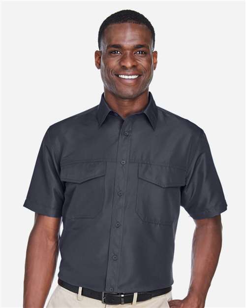 Harriton Men's Key West Short Sleeve Performance Staff Shirt - M580 Dark Charcoal