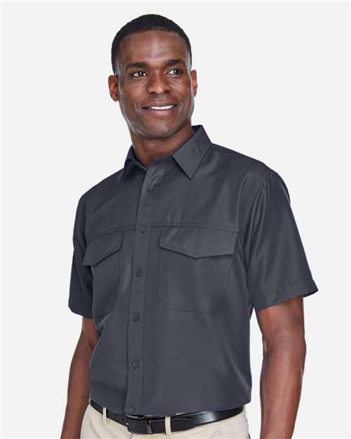 Harriton Men's Key West Short Sleeve Performance Staff Shirt - M580 Dark Charcoal