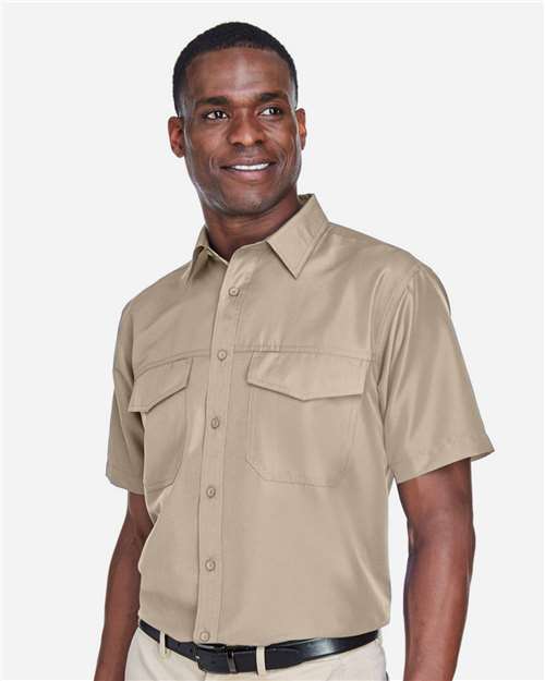Harriton Men's Key West Short Sleeve Performance Staff Shirt - M580 Khaki
