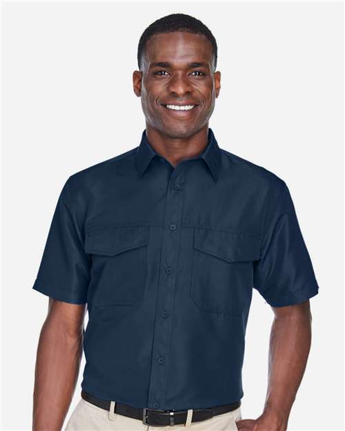 Harriton Men's Key West Short Sleeve Performance Staff Shirt - M580 Navy