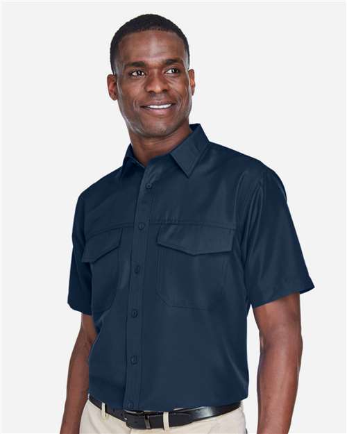 Harriton Men's Key West Short Sleeve Performance Staff Shirt - M580 Navy