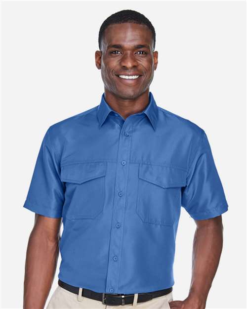 Harriton Men's Key West Short Sleeve Performance Staff Shirt - M580 Pool Blue